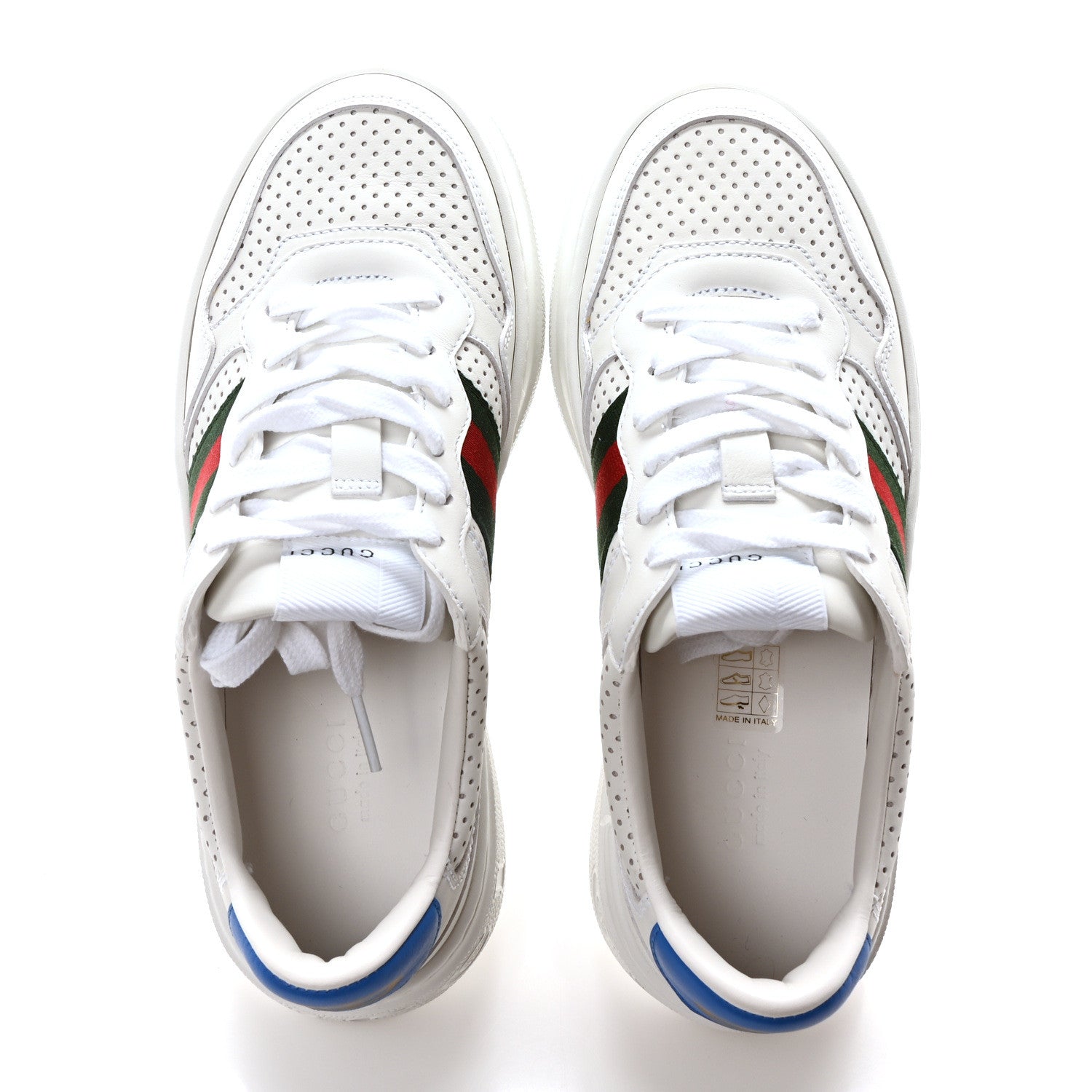 Gucci Calfskin Web Perforated Womens Platform 55mm Sneakers 37.5 White Bright Splash 2 of 9