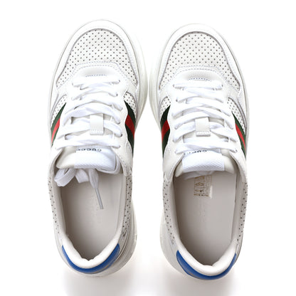 Gucci Calfskin Web Perforated Womens Platform 55mm Sneakers 37.5 White Bright Splash 2 of 9