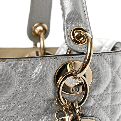 Christian Dior Metallic Grained Calfskin Cannage Medium Supple Lady Dior Silver 12 of 16
