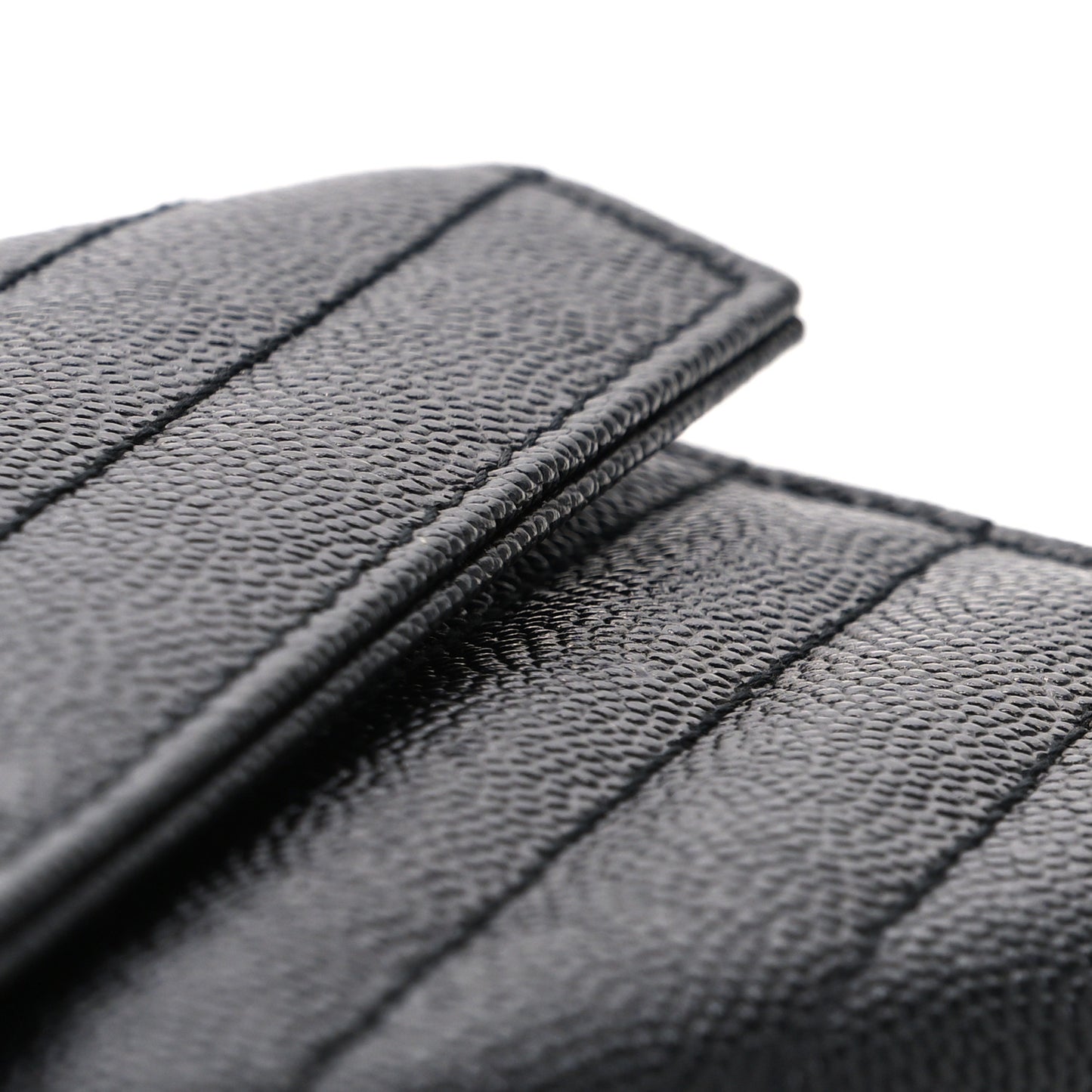 Grain De Poudre Matelasse Chevron Monogram Monochrome Flap Wallet Black