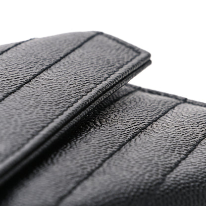 Saint Laurent Grain De Poudre Matelasse Chevron Monogram Monochrome Flap Wallet Black 8 of 8