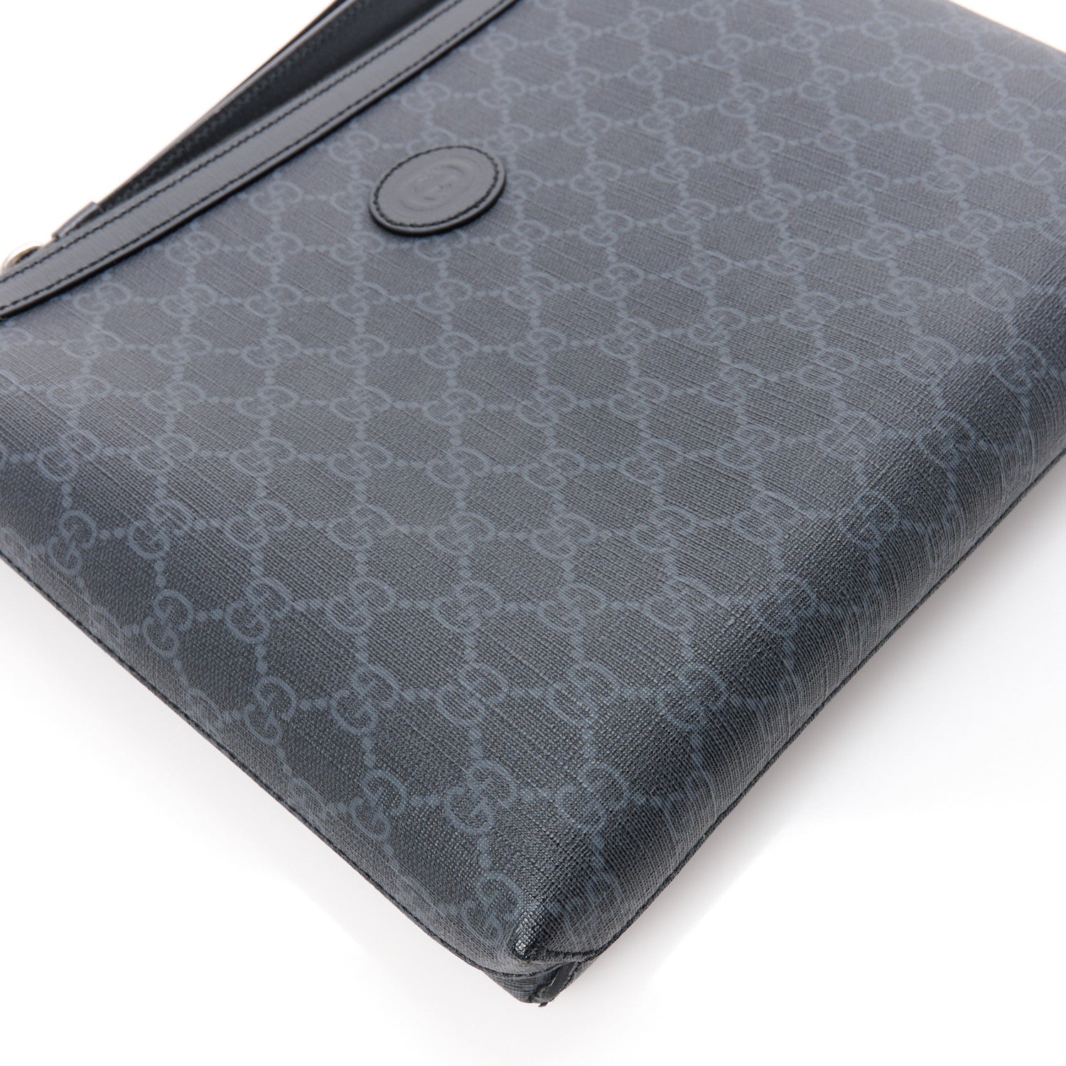 Gucci GG Supreme Monogram Azalea Calfskin Retro Interlocking G Wristlet Messenger Bag Black 10 of 11