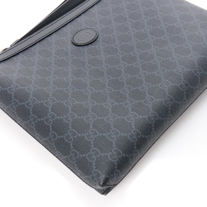 Gucci GG Supreme Monogram Azalea Calfskin Retro Interlocking G Wristlet Messenger Bag Black 10 of 11