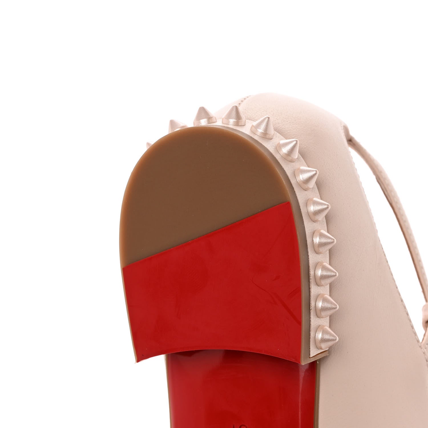 Christian Louboutin Nappa Conclusive Spike Ankle Strap Ballerina Flats 37 Leche 10 of 14