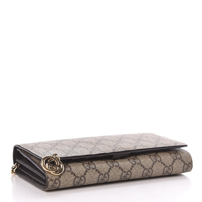 Gucci GG Supreme Monogram GG Pierce Chain Clutch Wallet Beige Ebony Black 4 of 10