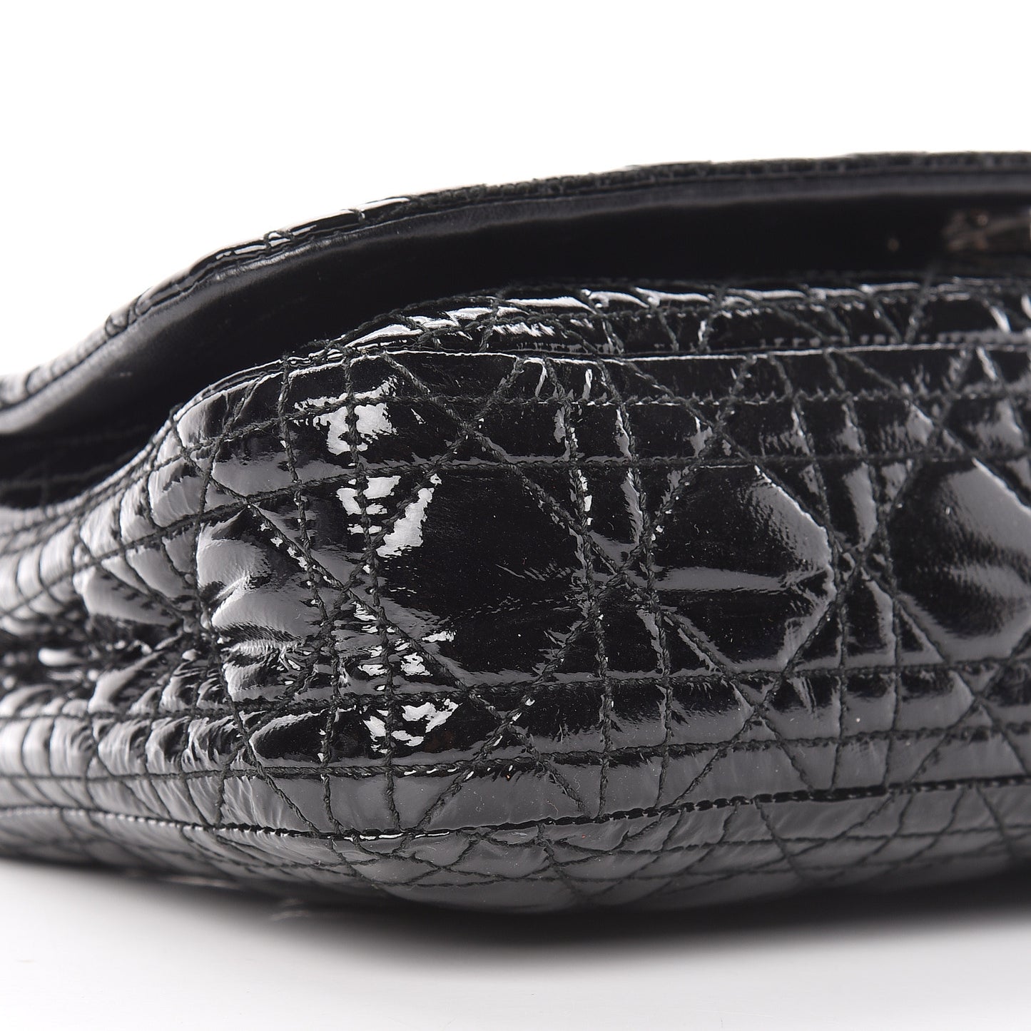 Patent Lambskin Cannage Rendezvous Flap Black