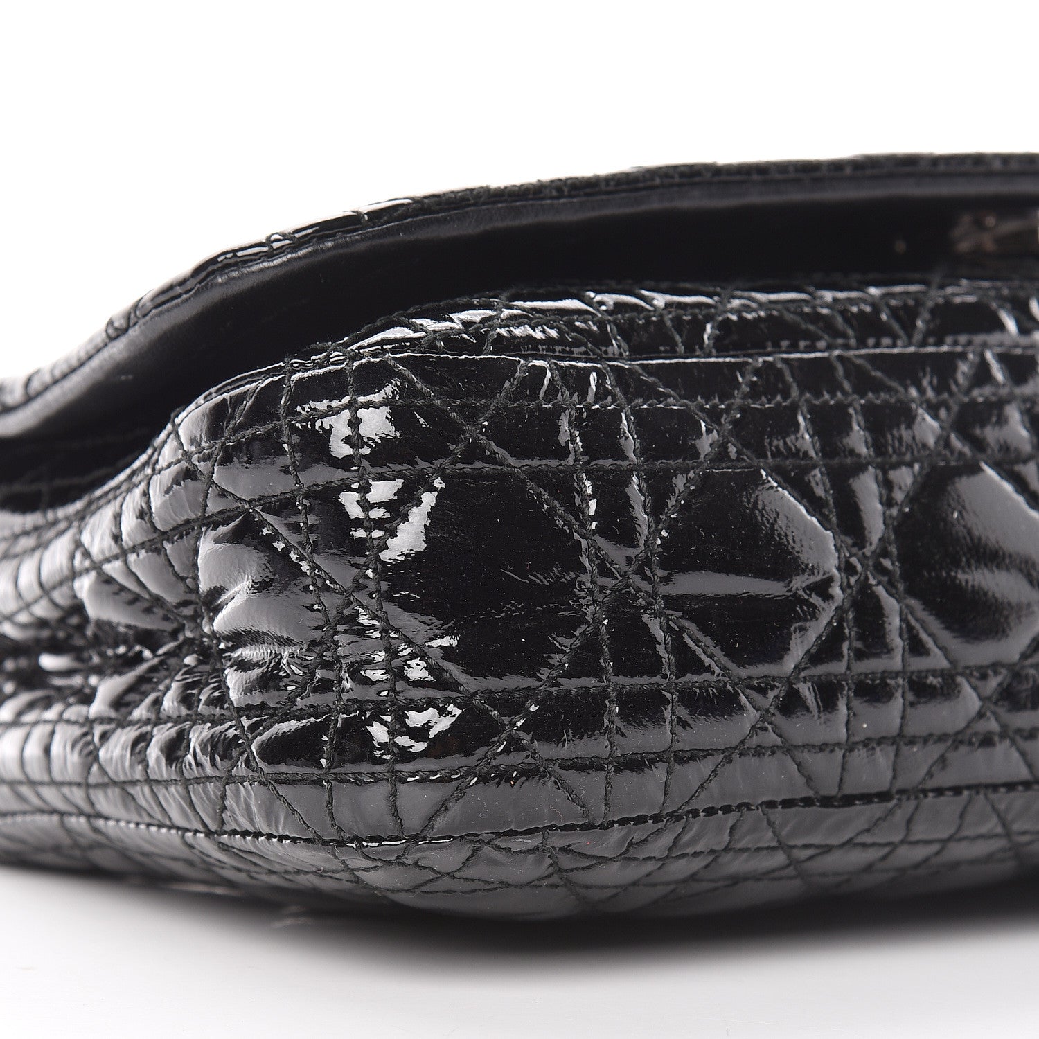Christian Dior Patent Lambskin Cannage Rendezvous Flap Black 8 of 12