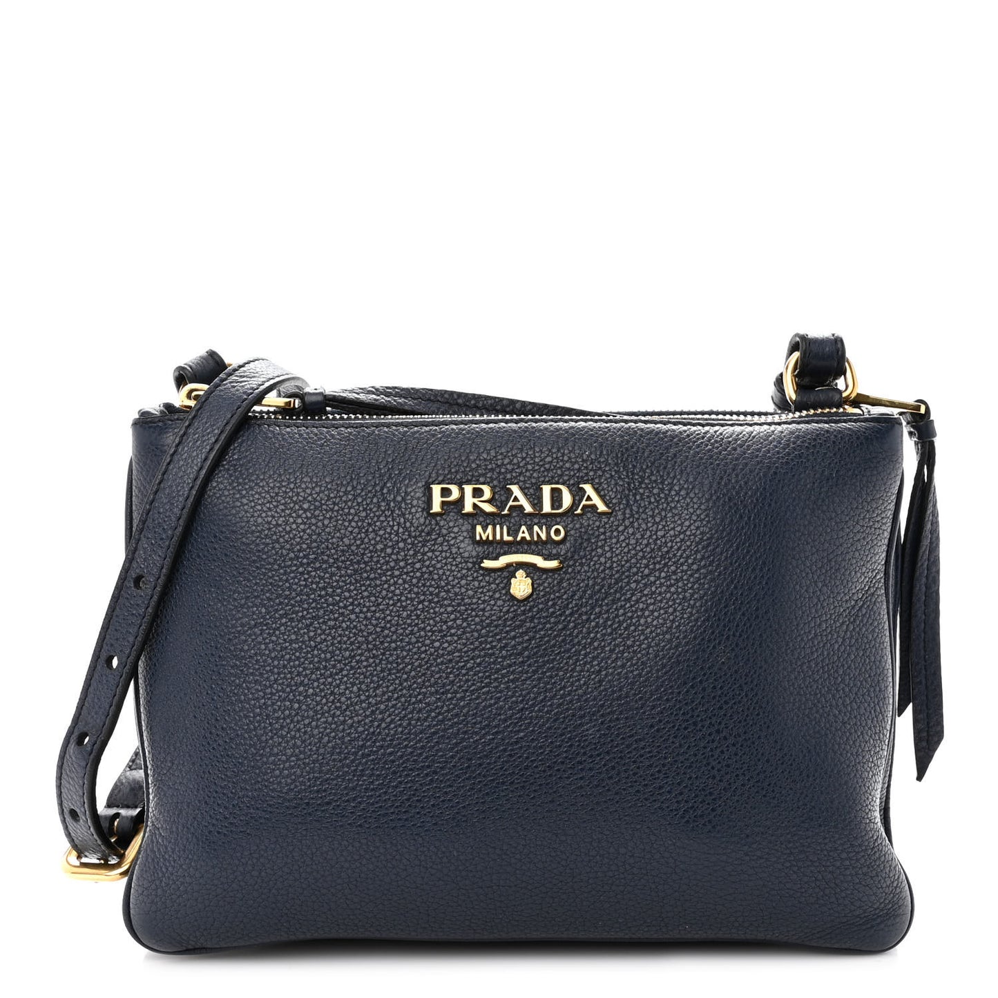 Vitello Phenix Double Zip Crossbody Bag Baltico