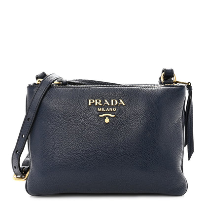 Prada Vitello Phenix Double Zip Crossbody Bag Baltico 1 of 15