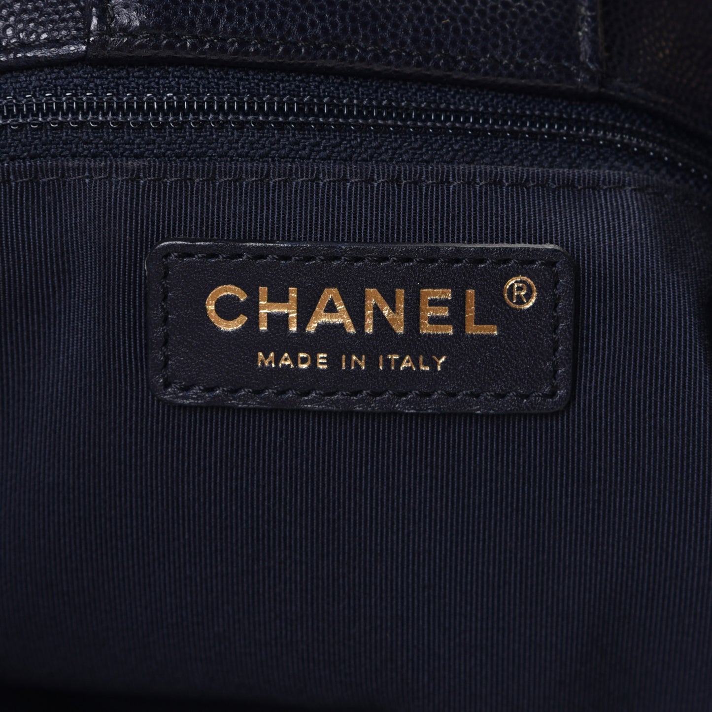Caviar Quilted Large CC Shopping Tote Navy