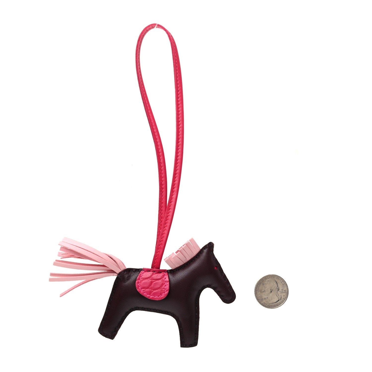 Hermes Milo Lambskin Matte Alligator Touch Grigri Rodeo Horse Bag Charm PM Rouge Sellier Framboise Rose Sakura 2 of 5