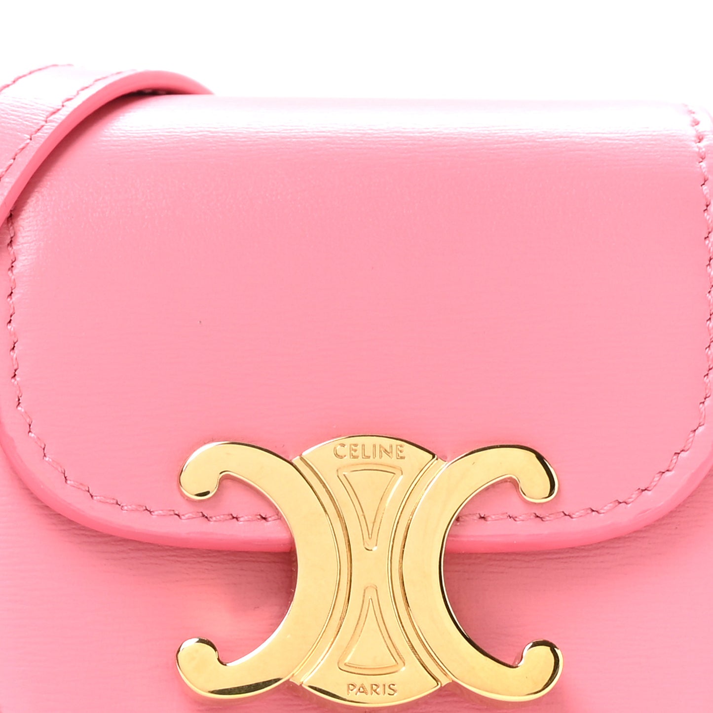 Calfskin Triomphe Airpods Case With Strap Flamingo