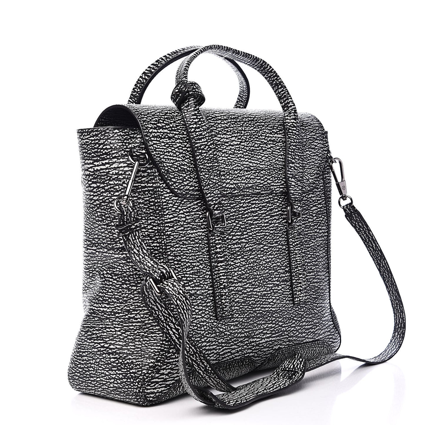 3.1 Textured Calfskin Large Pashli Satchel Black Cream