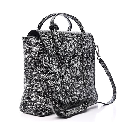 3.1 Phillip Lim 3.1 Textured Calfskin Large Pashli Satchel Black Cream 3 of 9