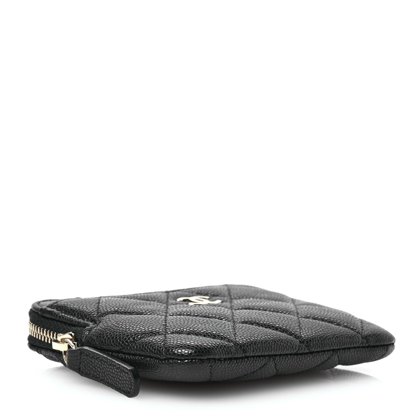 Caviar Quilted Zip Card Holder Wallet Black