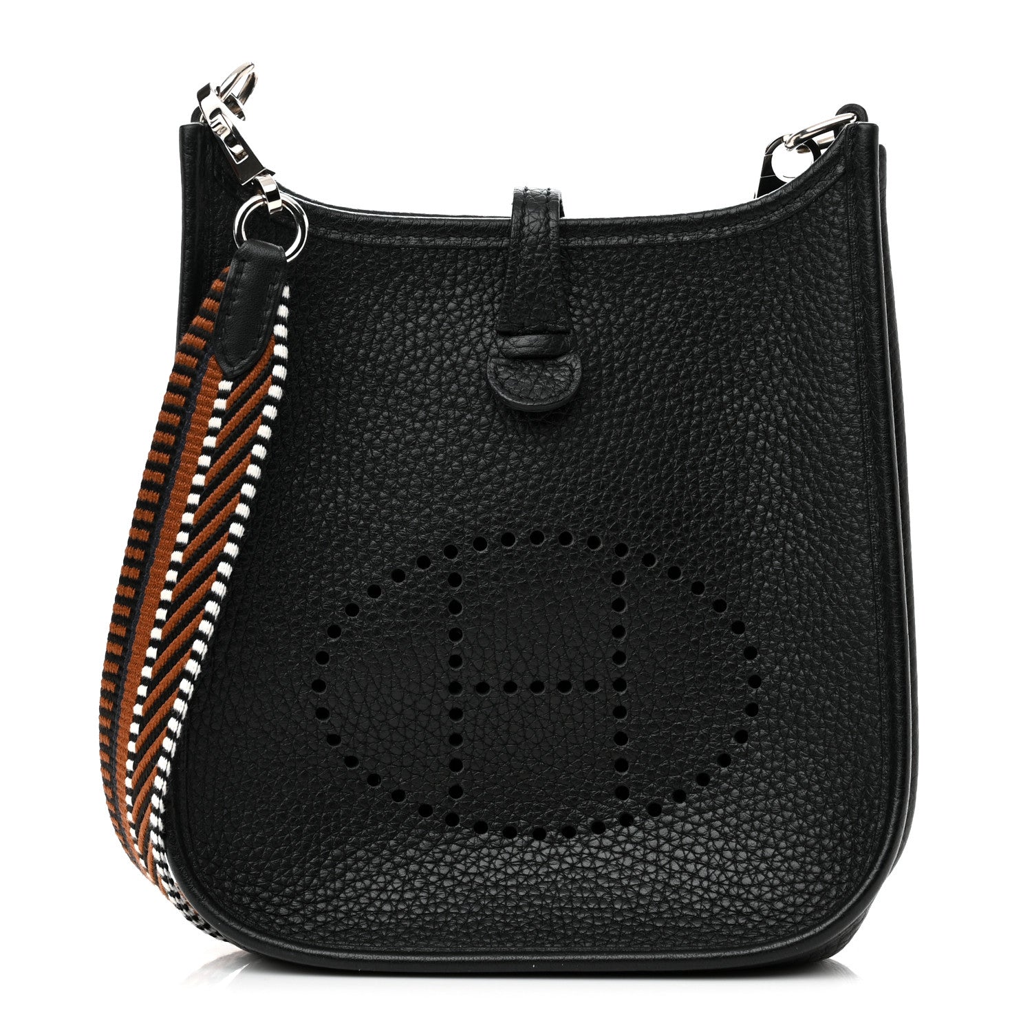 Hermes Taurillon Clemence Amazone Sangle Cavale Evelyne TPM Black Noisette 1 of 13