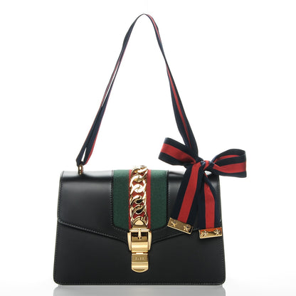 Gucci Calfskin Small Sylvie Shoulder Bag Black 3 of 9