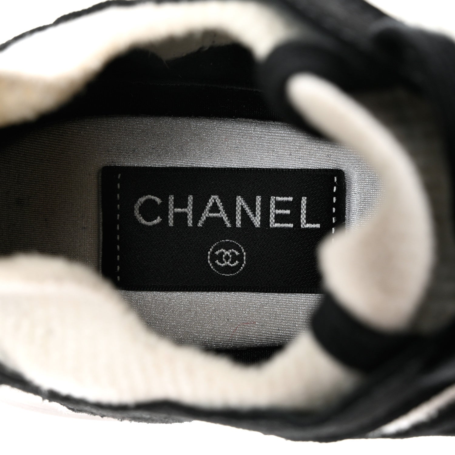 Chanel Fabric Suede Calfskin CC Sneakers 38 White Black 6 of 9