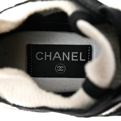Chanel Fabric Suede Calfskin CC Sneakers 38 White Black 6 of 9