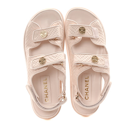 Chanel Calfskin Printed Velcro Dad Sandals 41 Pink 2 of 8