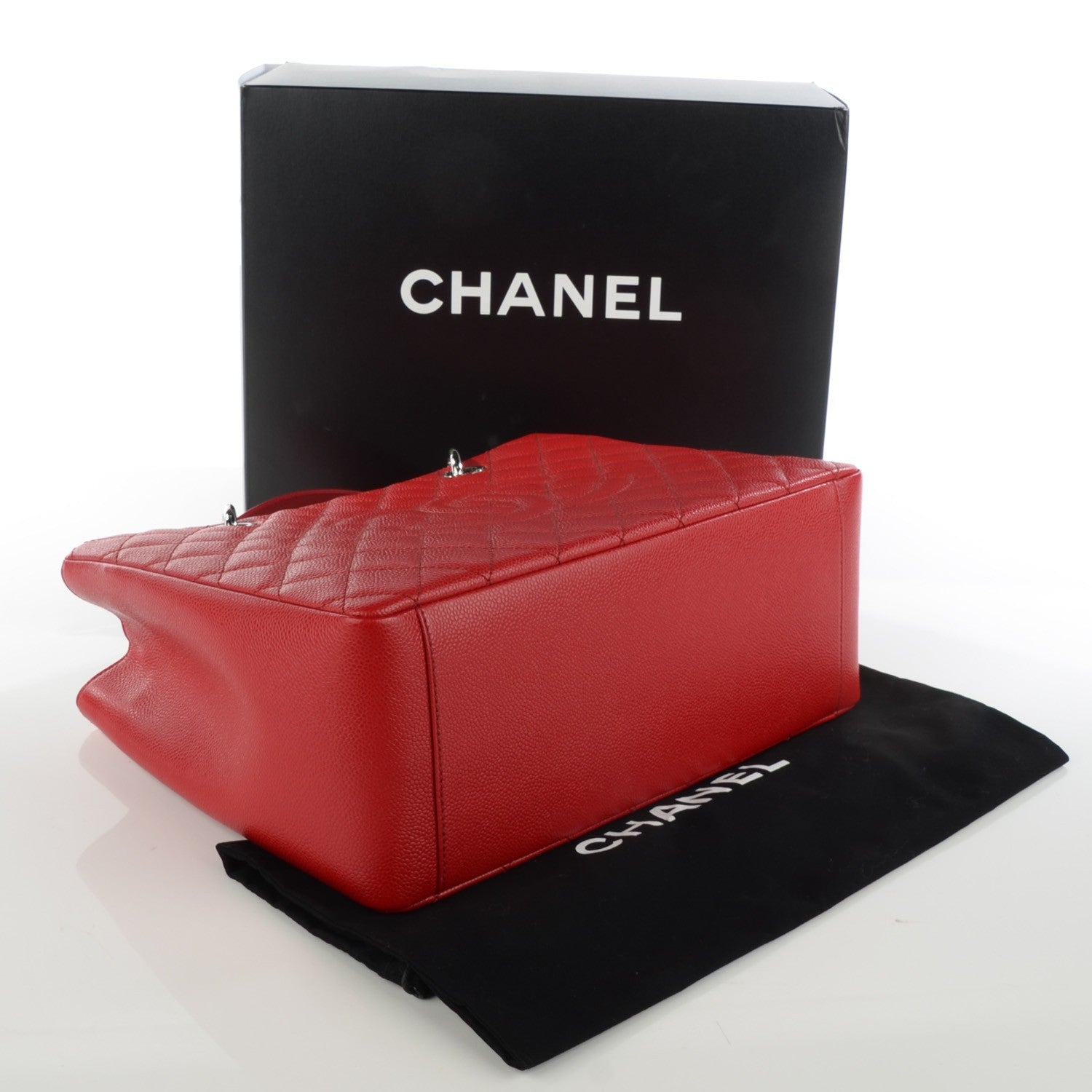 Chanel Caviar Quilted Grand Shopping Tote GST Red 4 of 7