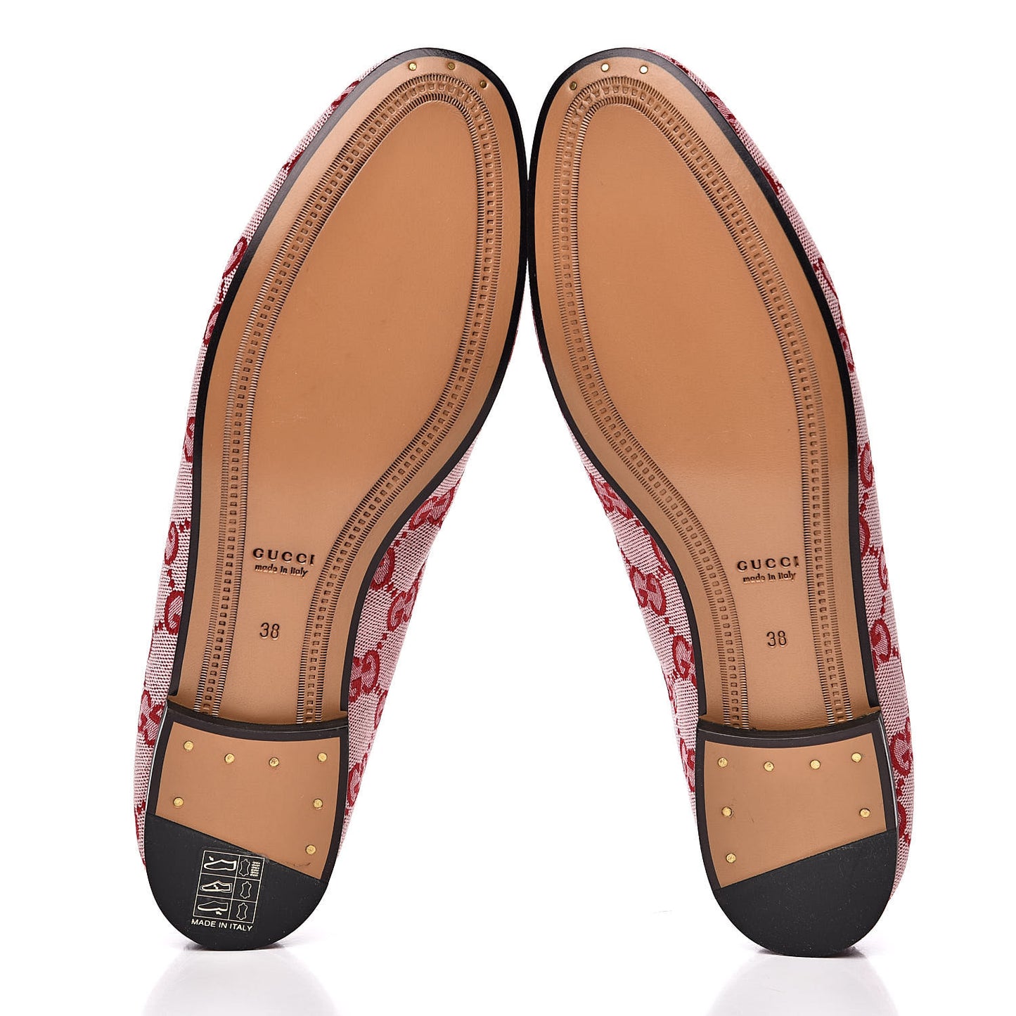 Canvas GG Monogram Horsebit Womens Jordaan Loafers 38 Gardenia Hibiscus Red