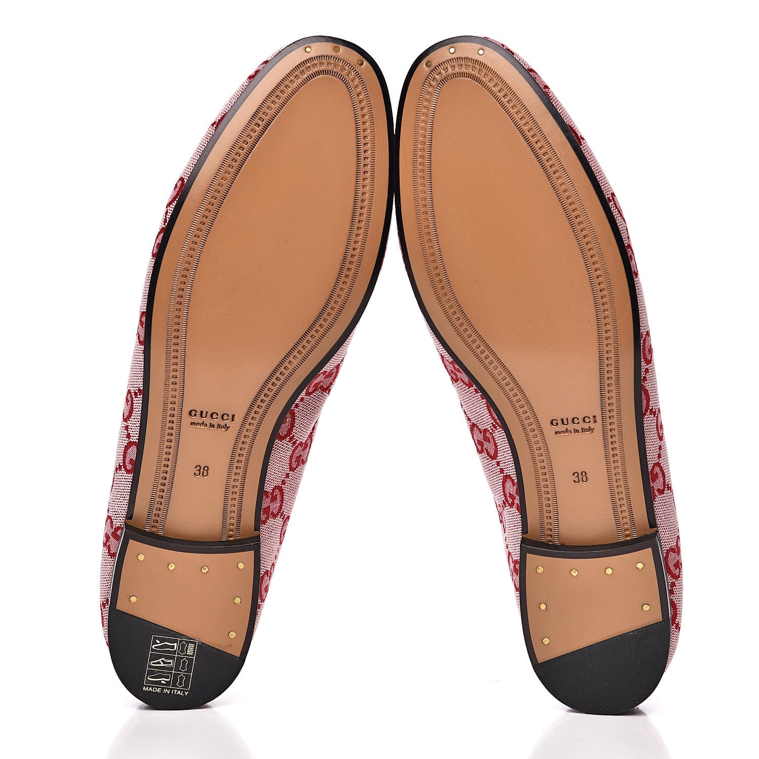 Gucci Canvas GG Monogram Horsebit Womens Jordaan Loafers 38 Gardenia Hibiscus Red 5 of 10