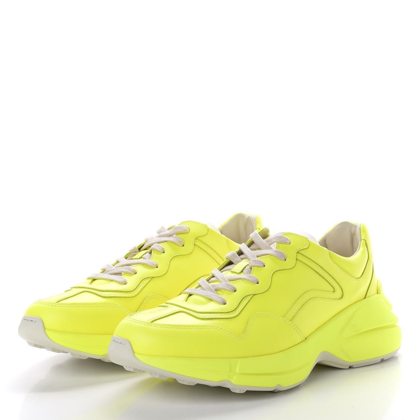 Calfskin Mens Rhyton Sneakers 9.5 Yellow Fluo
