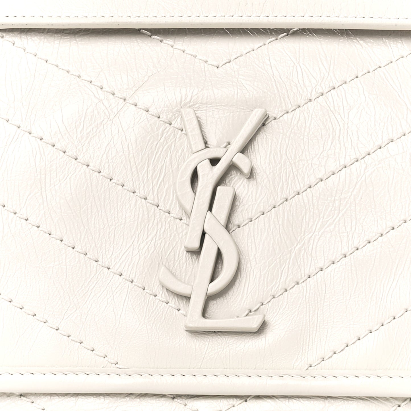 Crinkled Calfskin Matelasse Monogram Medium Niki Chain Satchel Crema Soft
