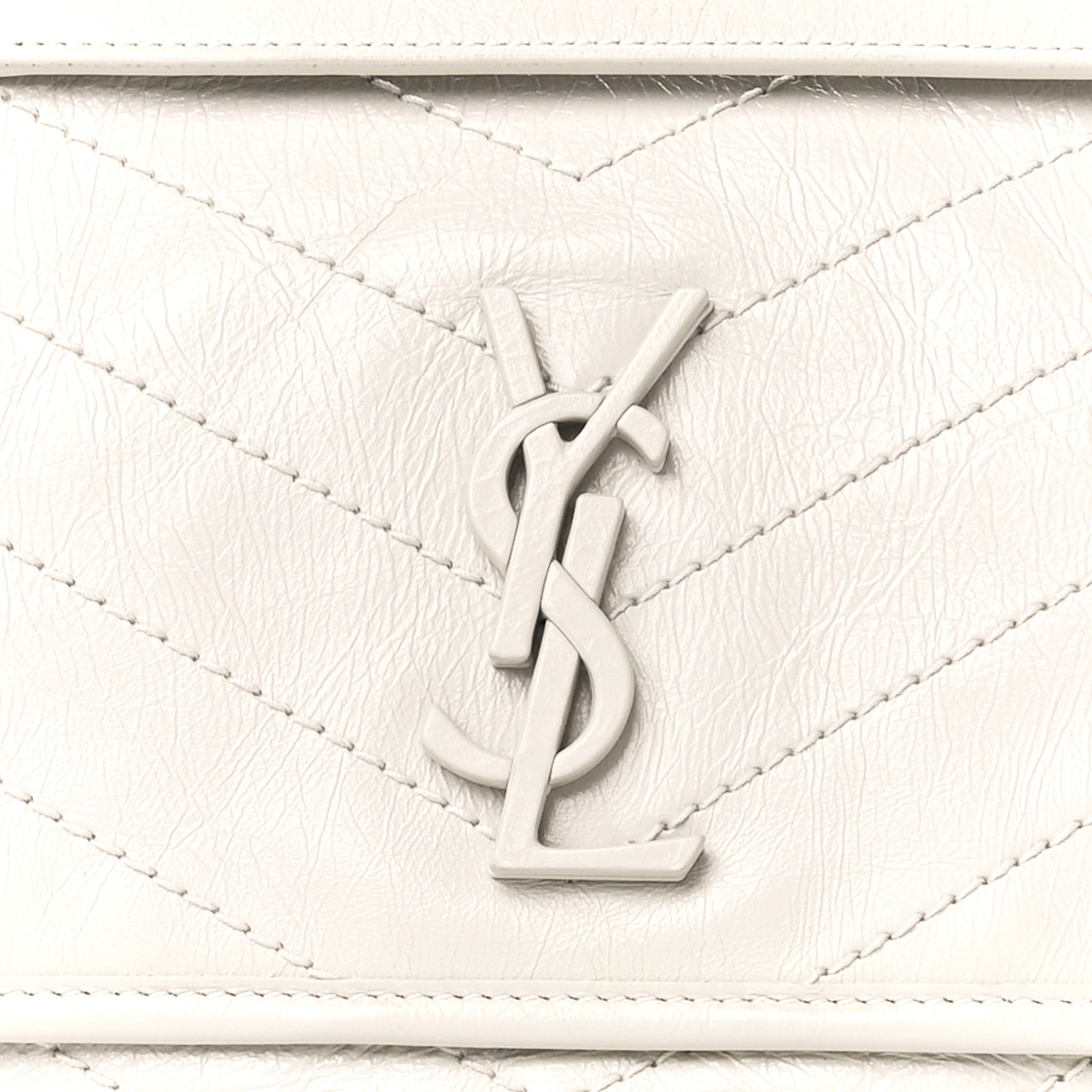 Saint Laurent Crinkled Calfskin Matelasse Monogram Medium Niki Chain Satchel Crema Soft 9 of 11