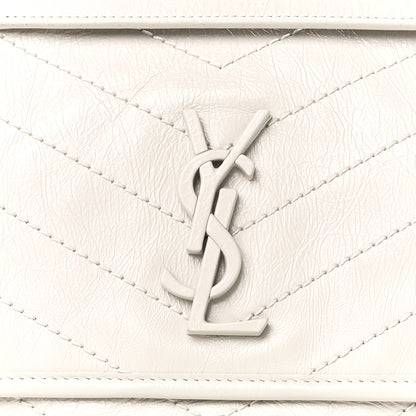 Saint Laurent Crinkled Calfskin Matelasse Monogram Medium Niki Chain Satchel Crema Soft 9 of 11