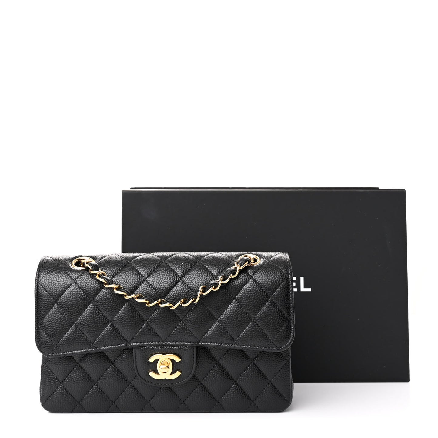 Caviar Quilted Small Double Flap Black