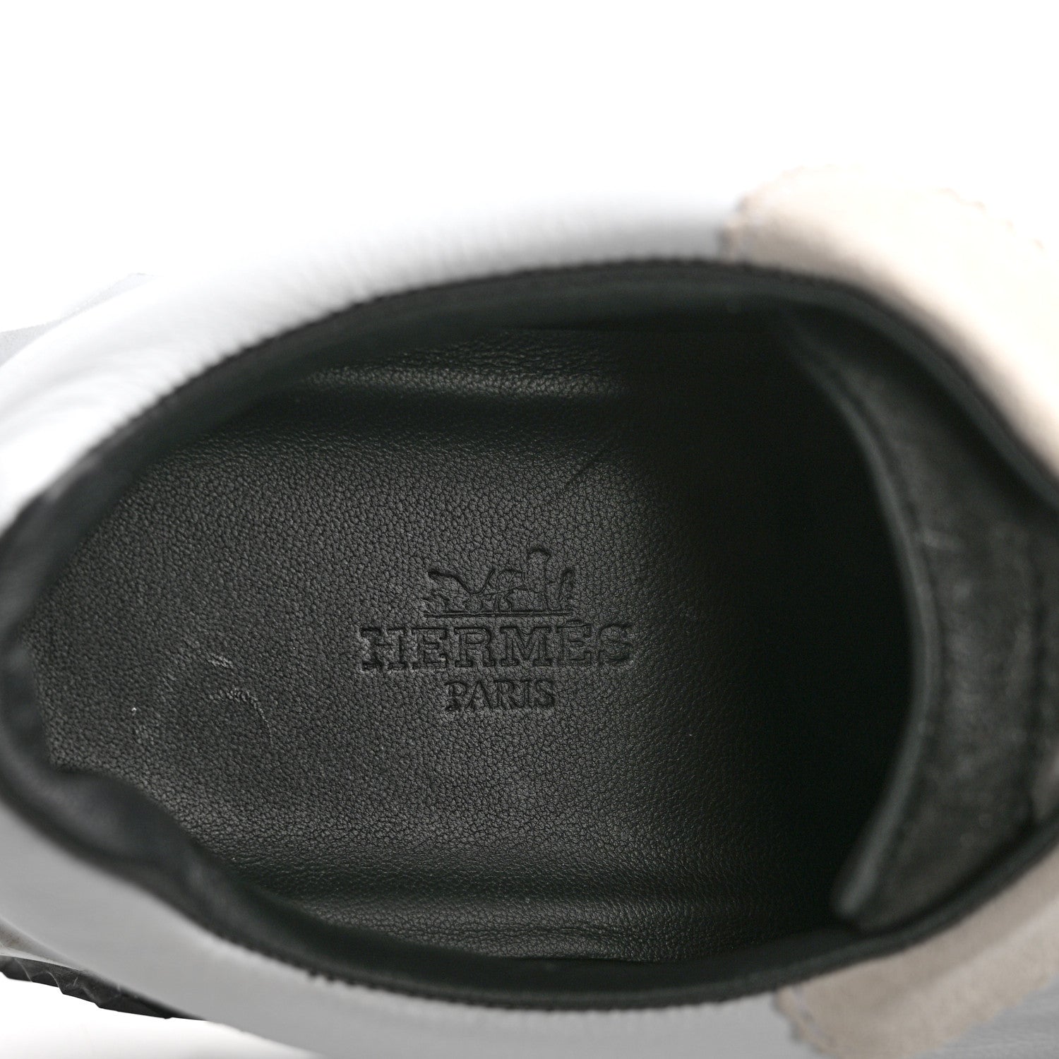 Hermes Sport Goatskin Suede Goatskin Womens Bouncing Sneakers 39 White Black 6 of 9