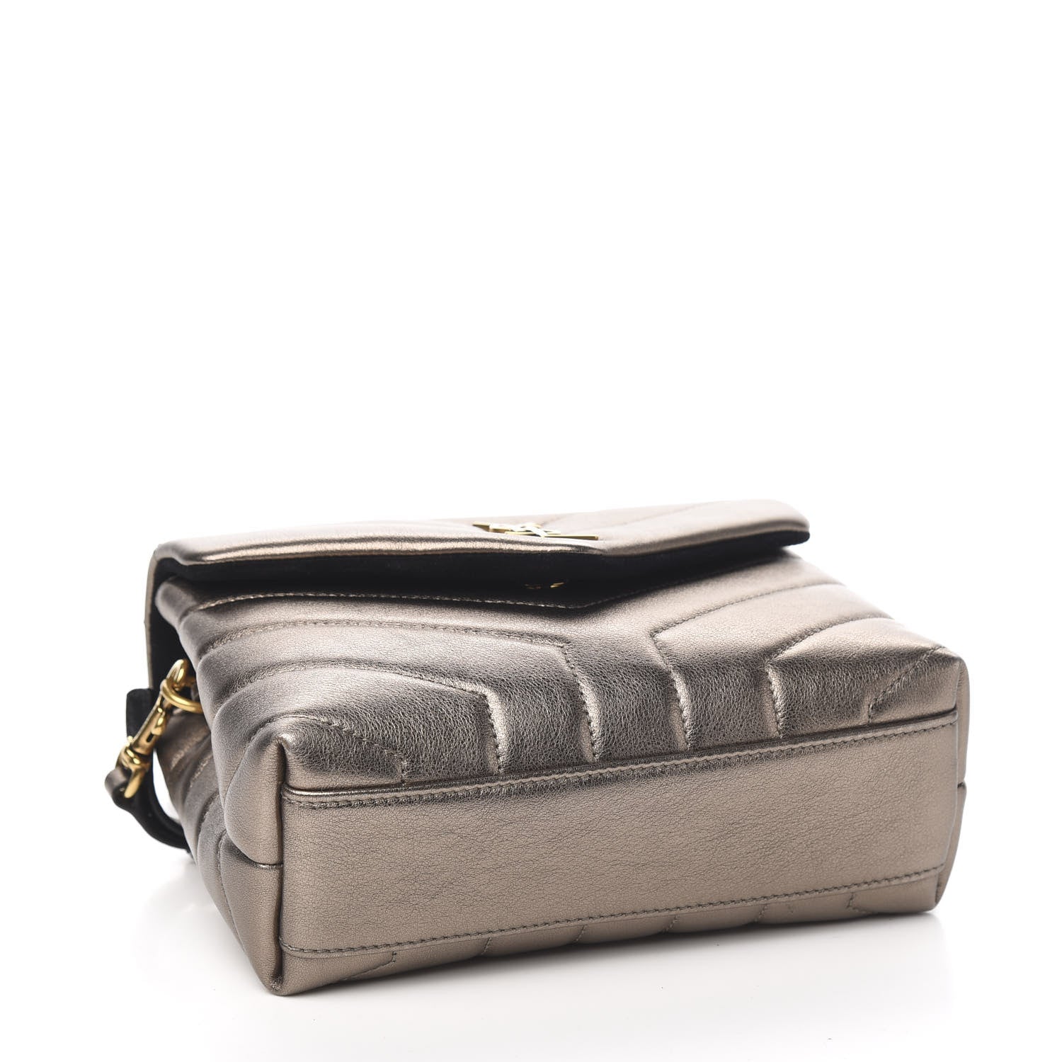 Saint Laurent Metallic Calfskin Y Quilted Monogram Toy Loulou Crossbody Bag Piombo 3 of 10