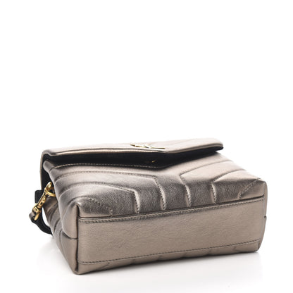 Saint Laurent Metallic Calfskin Y Quilted Monogram Toy Loulou Crossbody Bag Piombo 3 of 10