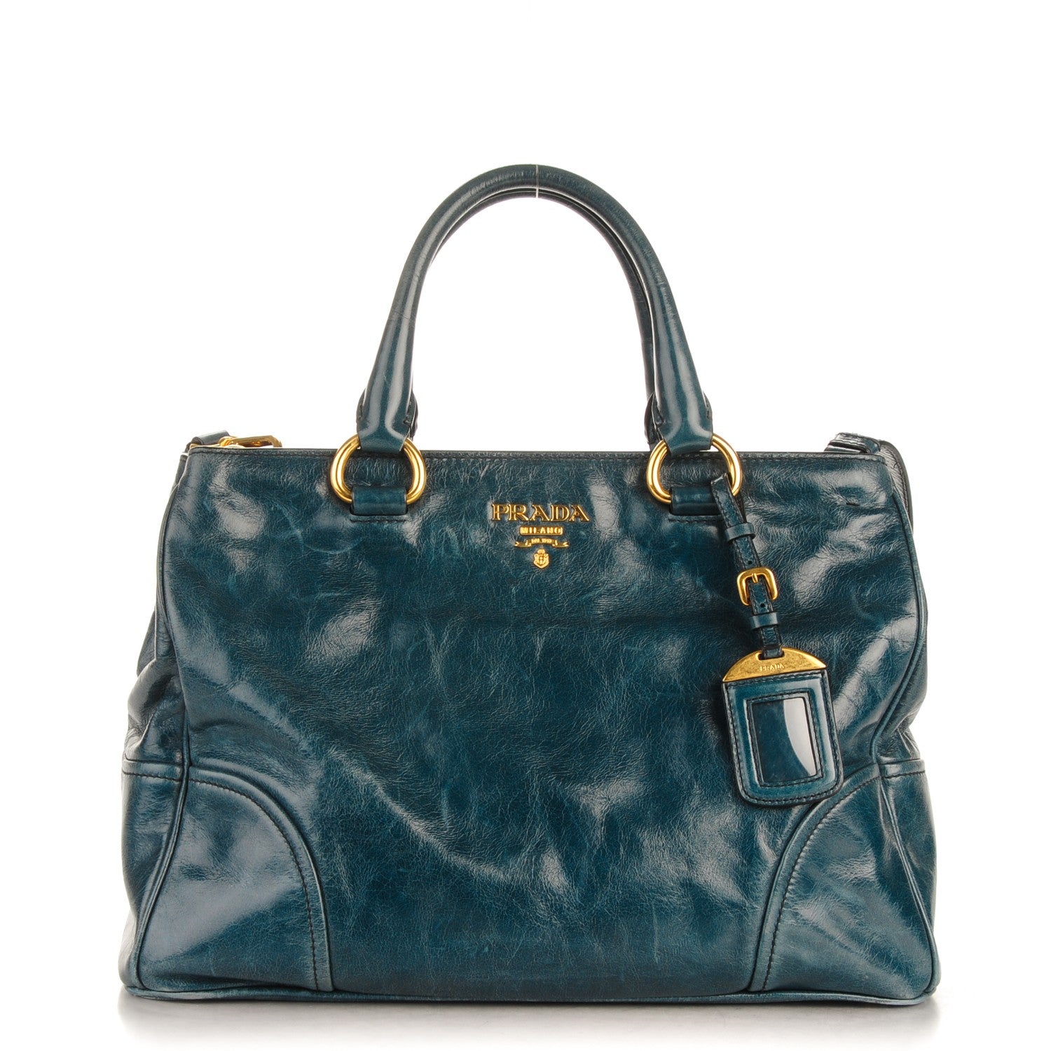 Prada Vitello Shine Tote Denim 1 of 20