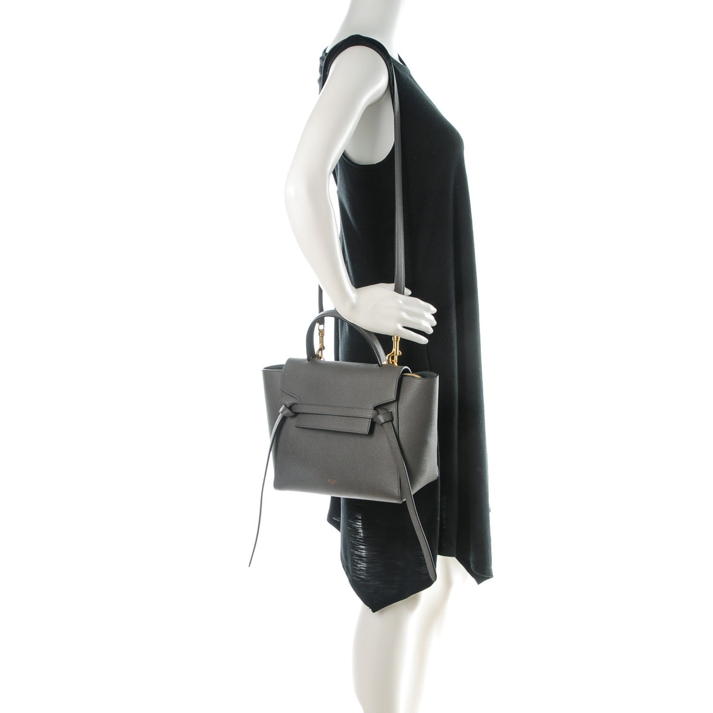 Baby Grained Calfskin Micro Belt Bag Grey