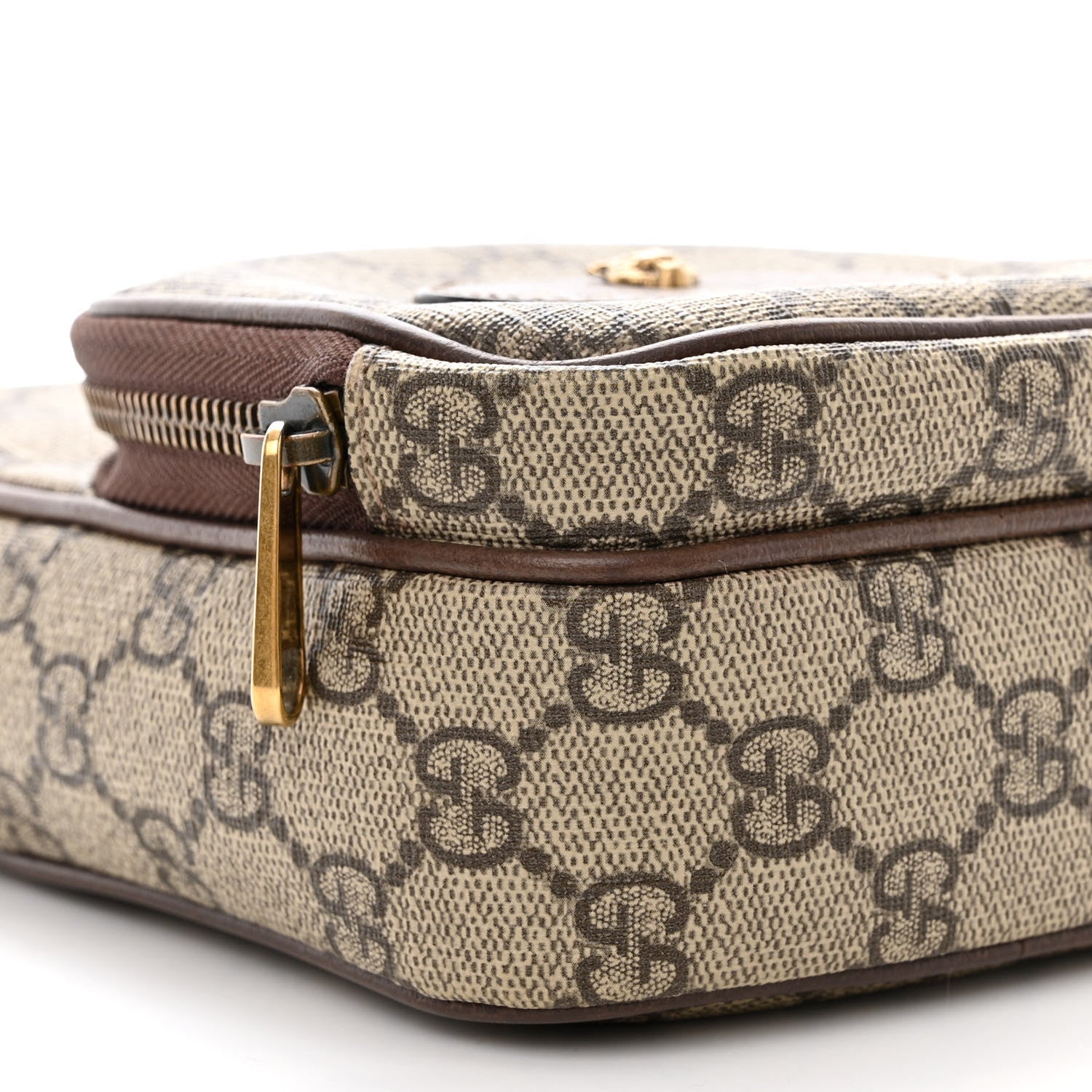 Gucci GG Supreme Monogram Mini Neo Vintage Double Zip Messenger Bag Beige New Acero Crop 10 of 11