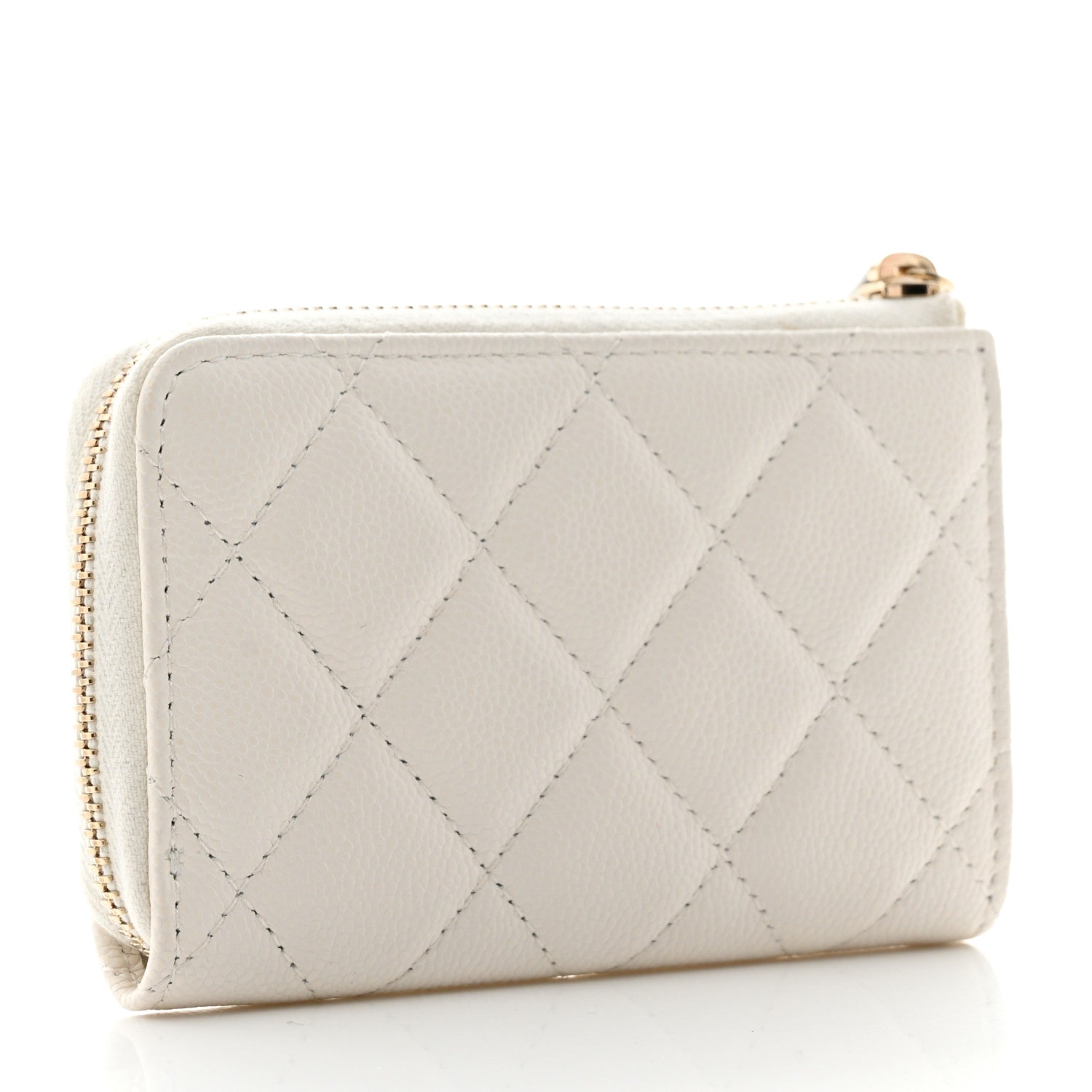 Chanel Caviar Quilted Zipped Key Holder Case White 3 of 8