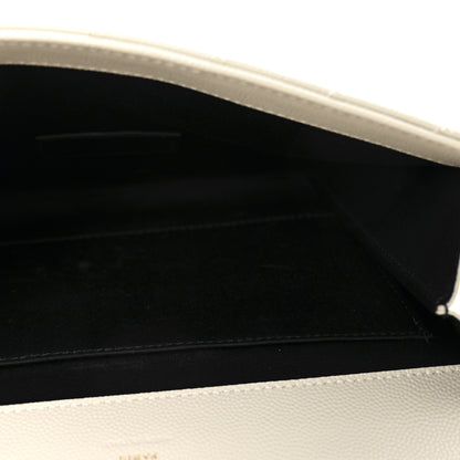 Saint Laurent Grain De Poudre Textured Mixed Matelasse Triquilt Monogram Clutch Crema Soft 9 of 14