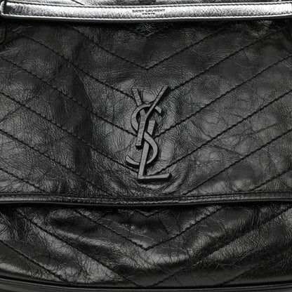 Saint Laurent Crinkled Calfskin Matelasse Monogram Large Niki Chain Satchel Black 8 of 8
