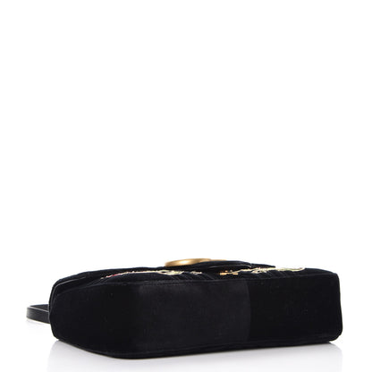 Gucci Velvet Matelasse Loved Embroidered Medium GG Marmont Shoulder Bag Black 4 of 9