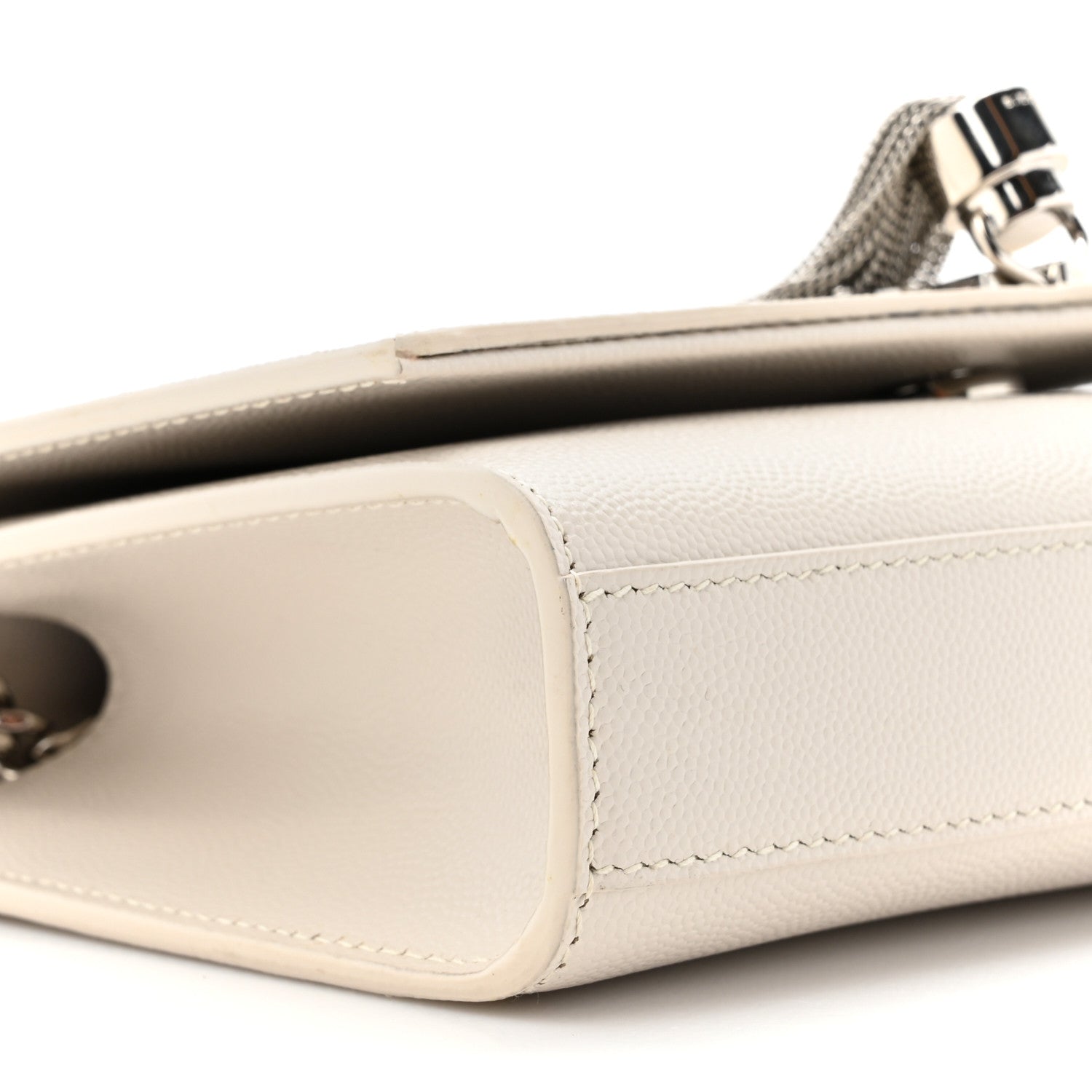 Saint Laurent Grain De Poudre Small Classic Monogram Kate Tassel Satchel Icy White 10 of 17