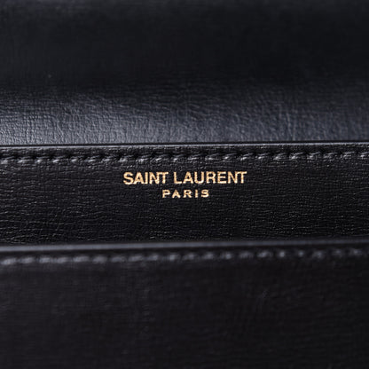 Saint Laurent Smooth Calfskin Medium Monogram Sunset Satchel Black 7 of 11