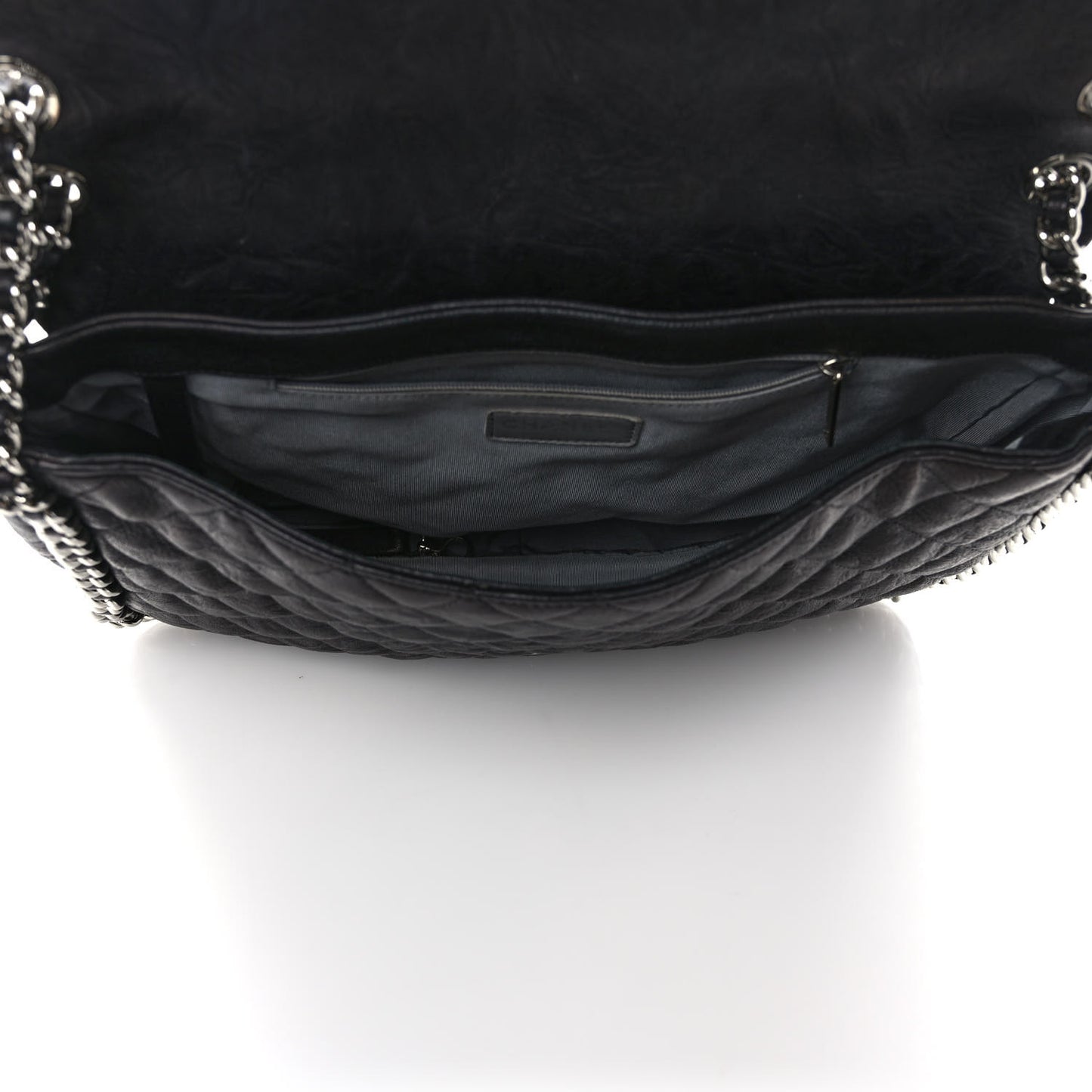 Washed Lambskin Quilted Maxi Chain Around Flap Black