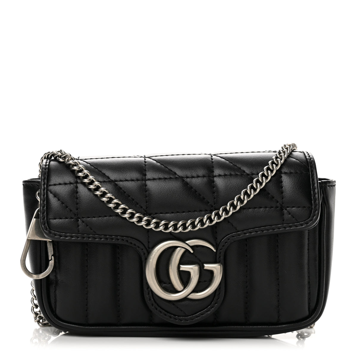 Calfskin Matelasse Aria Super Mini GG Marmont Shoulder Bag Black