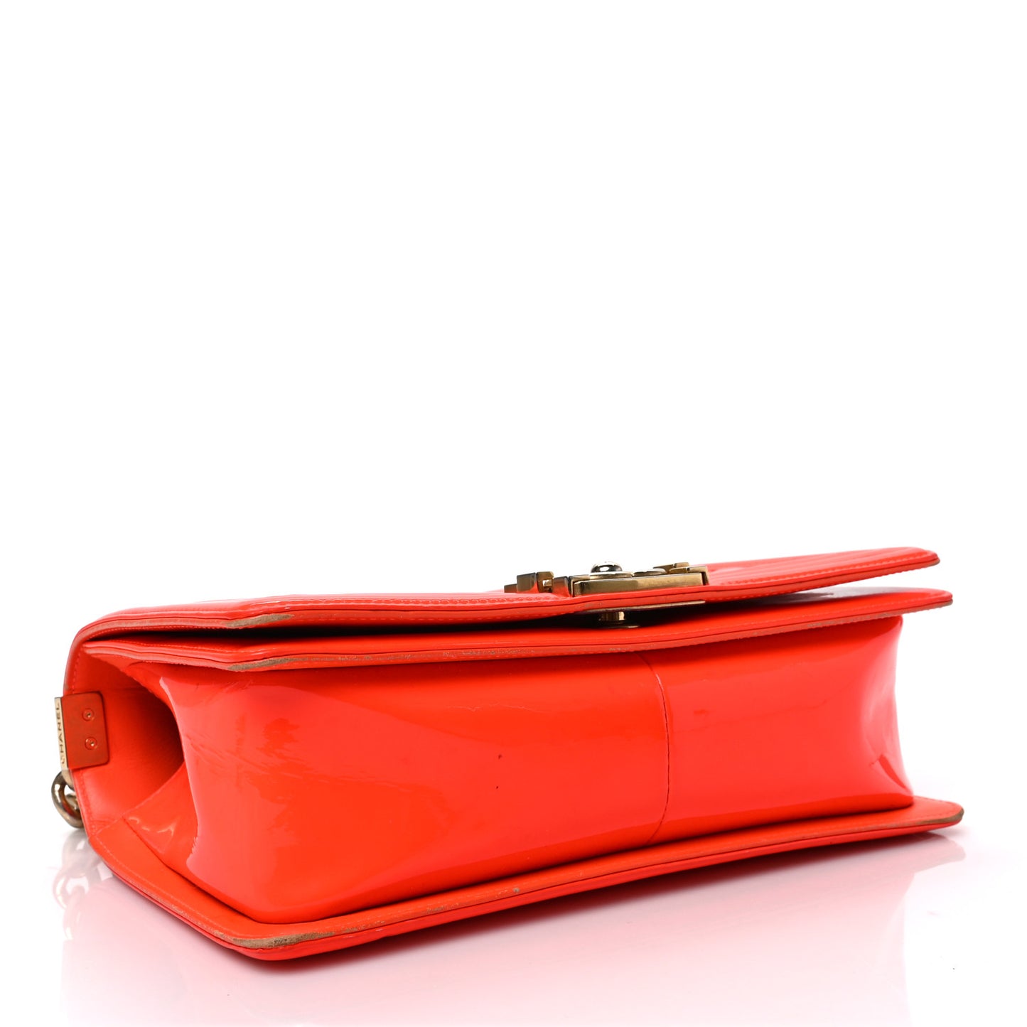 Patent Quilted Medium Boy Flap Orange