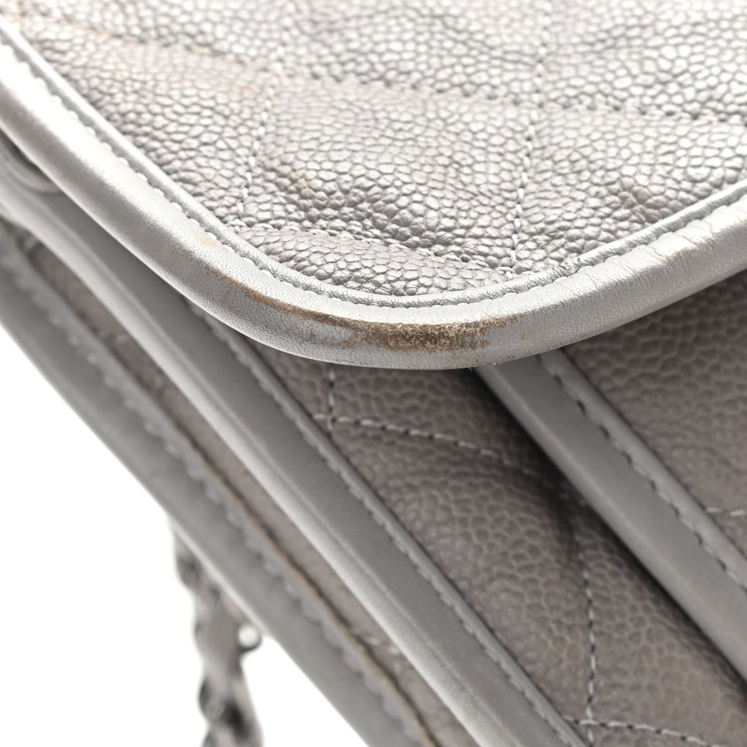 Chanel Caviar Quilted Medium French Riviera Flap Light Grey 17 of 18