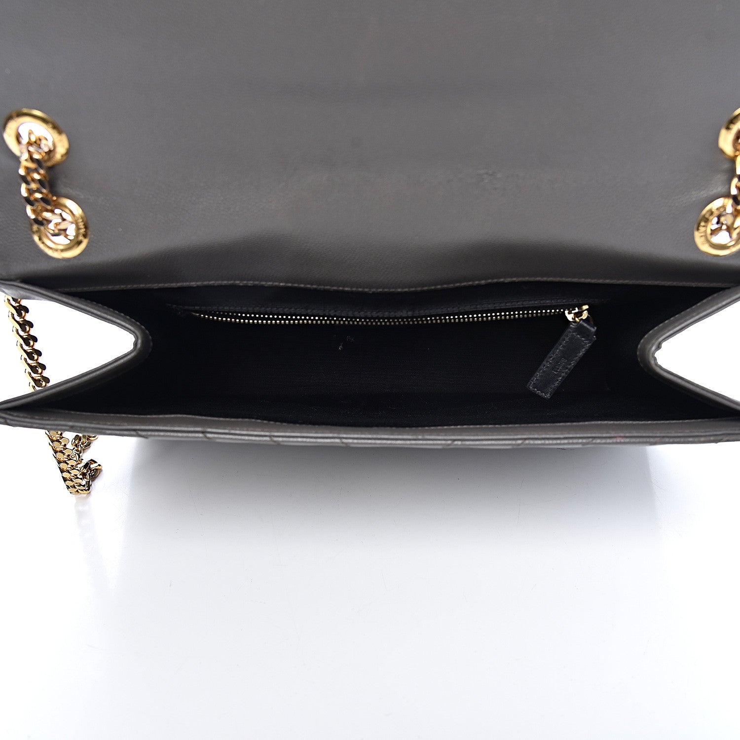 Saint Laurent Grain De Poudre Matelasse Chevron Large Monogram Satchel Earth 5 of 18