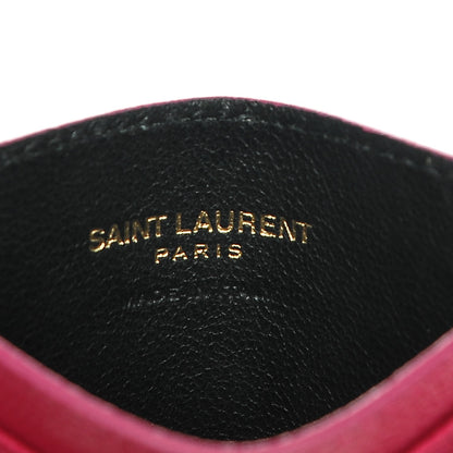Saint Laurent Grain De Poudre Matelasse Chevron Monogram Credit Card Case Bubblegum 6 of 6